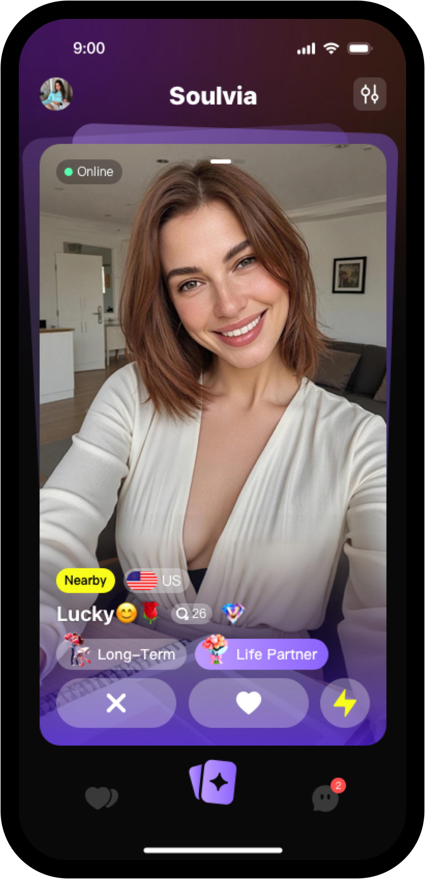 Soulvia matching app interface